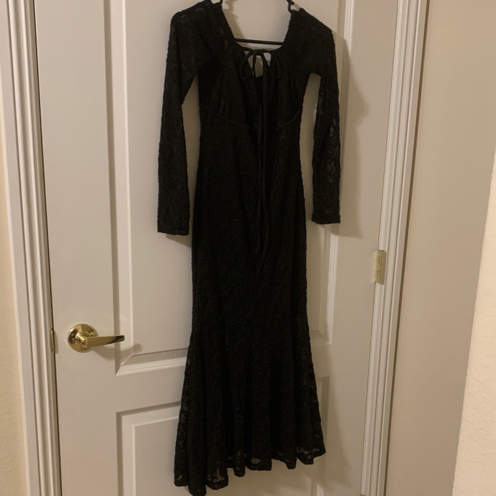 SHEIN Black Long Sleeve Lace Dress